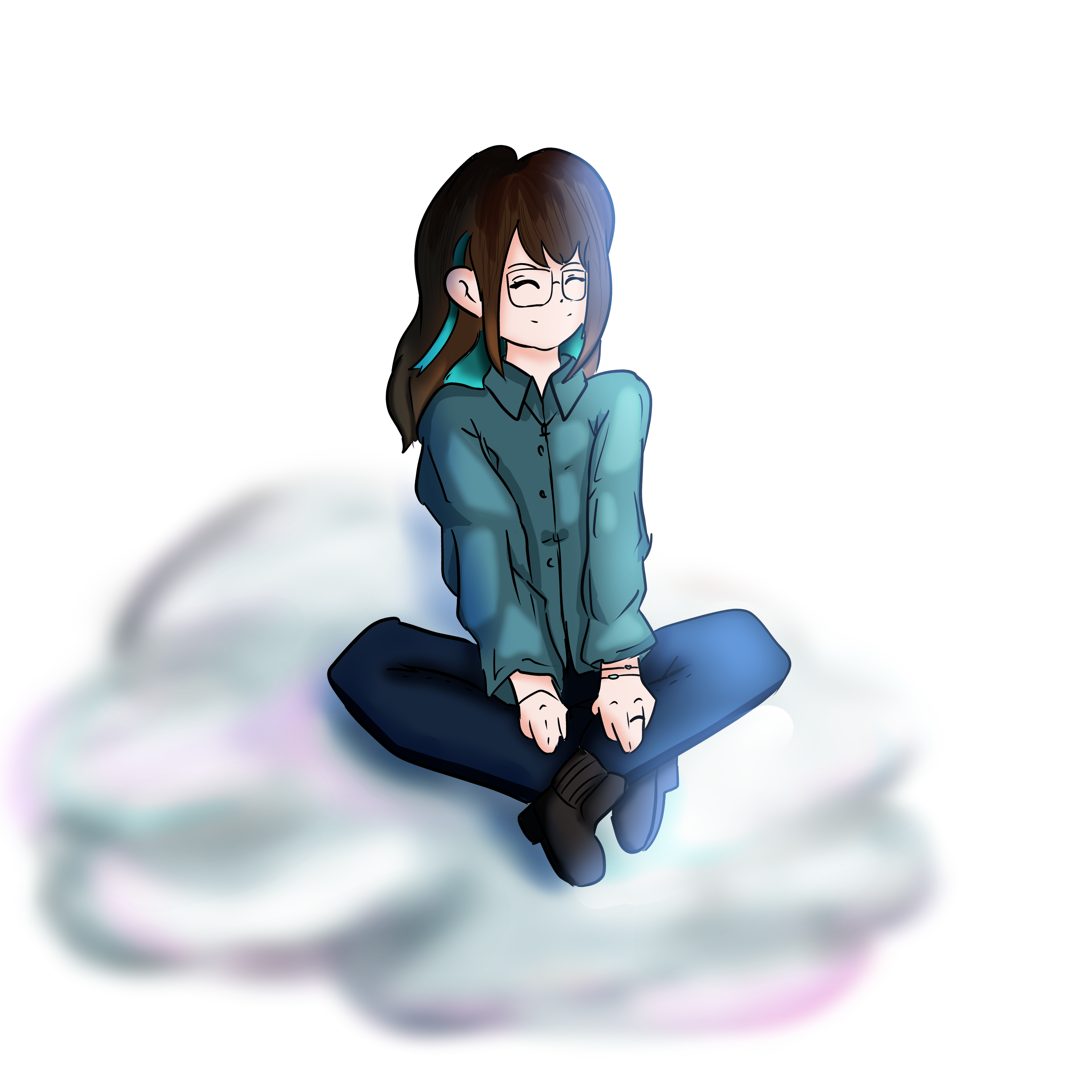 Dessin fille sur un nuage